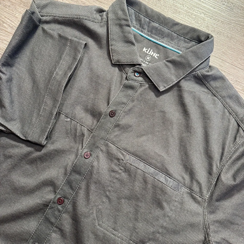 KUHL Shirt Mens M Gray Organic Cotton Wildfibre Hiking Outdoor Gorpcore Logo